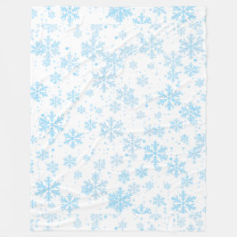 Cobertor De Velo Fleece Blanket, Falling Blue Snowflakes