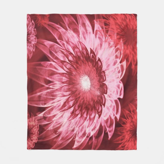 Cobertor De Velo Fleece Blanket Fantasy Flores Vermelhas (Frente)