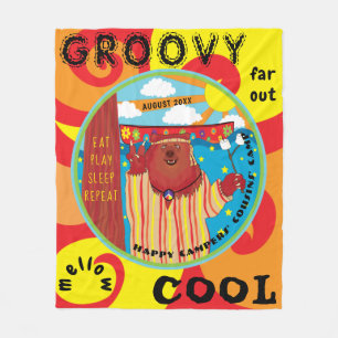 Cobertor De Velo Fleece Blanket Feliz Campe Groovy Bear Personalize