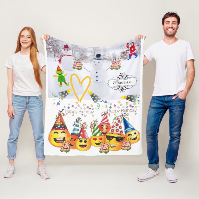 Cobertor De Velo Fleece Blanket Feliz Natal Parabéns (In Situ)