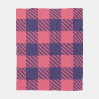 Cobertor De Velo Fleece Blanket Hot Pink Magenta Indigo Plaid