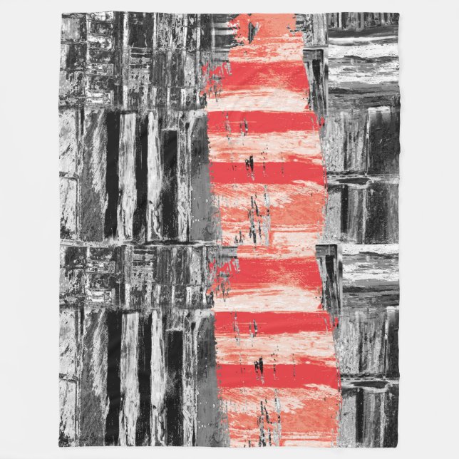 Cobertor De Velo Fleece Blanket – Red Pulse Abstract Design (Frente)