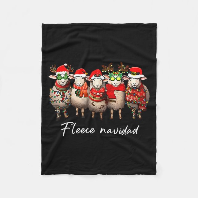 Cobertor De Velo Fleece Navidad Christmas Spanish Sheep Santa Sheep (Frente)