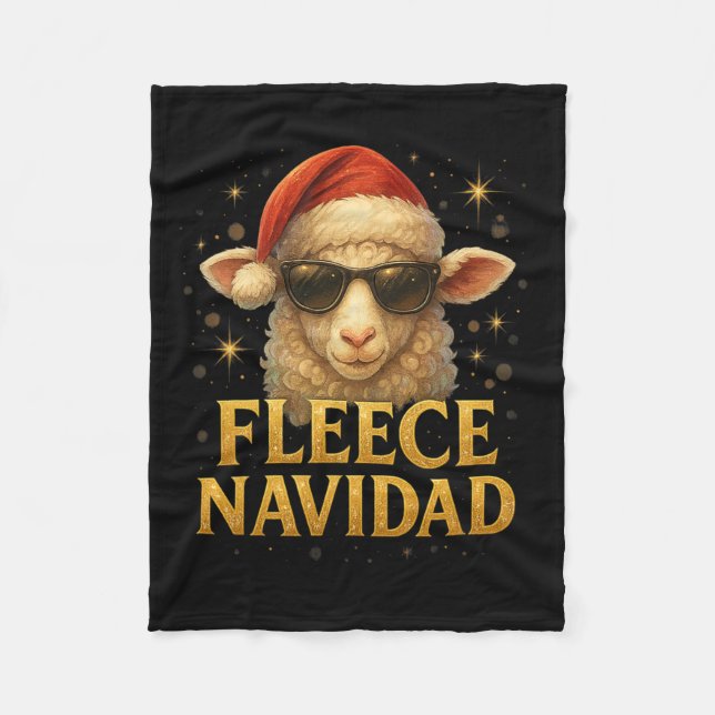Cobertor De Velo Fleece Navidad Engraçado Design de Ovelha de Natal (Frente)