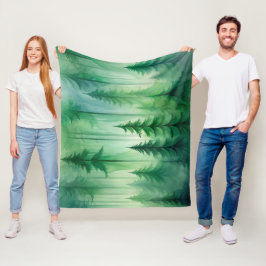 Cobertor De Velo Fleece Verde Floresta Escuro Minimalista