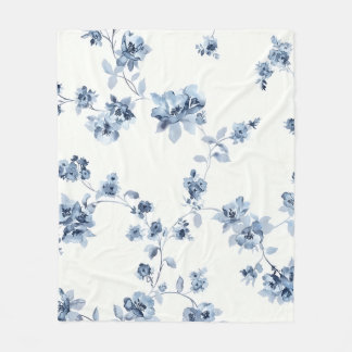 Cobertor De Velo Fleecedecke mit blauem Blumem-Print