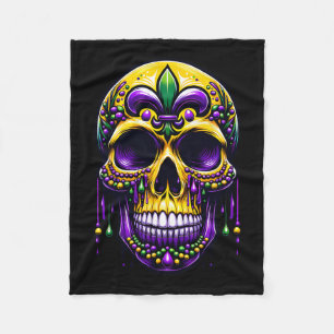 Cobertor De Velo Fleur De Lis Mardi Gras Skull Carnaval de Nova Orl
