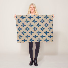 Cobertor De Velo Fleur de Lis Pattern, Royal French Blue em Creme