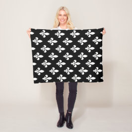Cobertor De Velo Fleur de Lis Pattern, Royal French, branco a preto