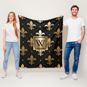 Cobertor De Velo Fleur-de-lis, preto e Ouro