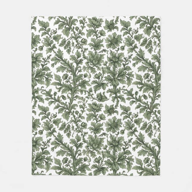 Cobertor De Velo fleurs et feuilles vertes (Frente)