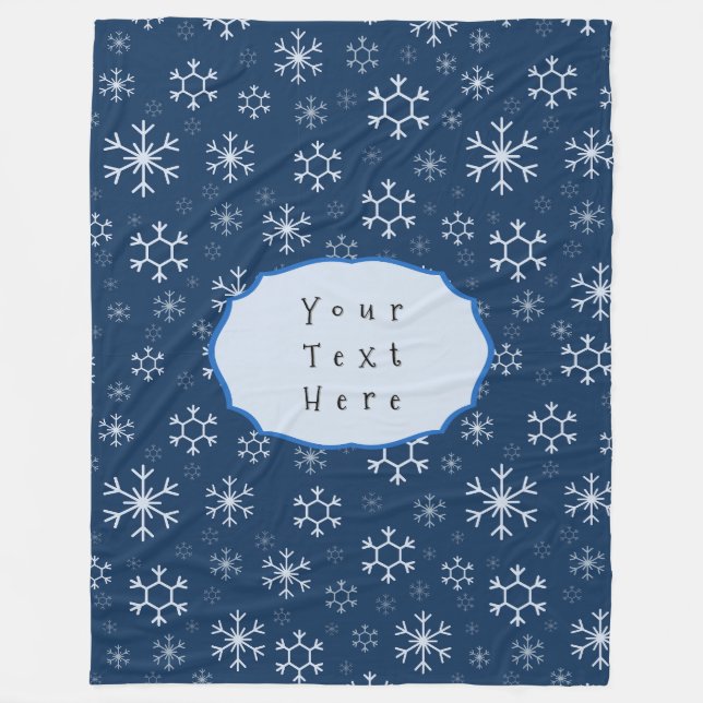 Cobertor De Velo Floco de Neve Azul de Inverno Personalizado (Frente)
