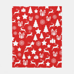 Cobertor De Velo Floco de neve branco de Natal em bakcgrou vermelho
