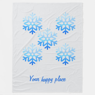 Cobertor De Velo Floco de neve geométrico minimalista elegante azul