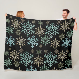 Cobertor De Velo Floco de neve Natal Verde Dourado