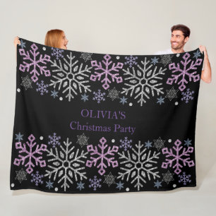 Cobertor De Velo Floco de neve Prata de Natal Roxo