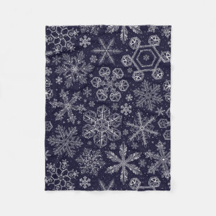 Cobertor De Velo Flocos de neve brancos em azul