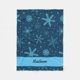 Cobertor De Velo Flocos de neve clássicos de Natal em azul marinho 