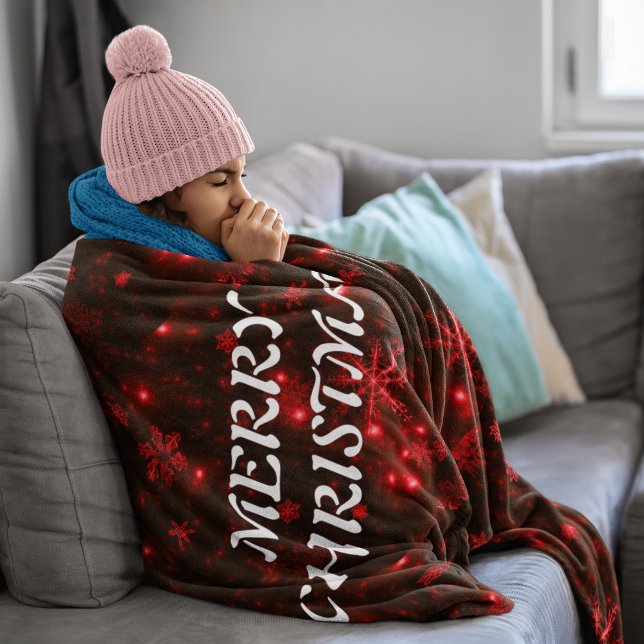 Cobertor De Velo Flocos de neve Flocos vermelhos Flecha de fundo (Snowflakes Red Background Fleece Blanket)