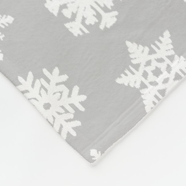 Cobertor De Velo Flocos de neve Ikat - Cinzas de prata e brancas (Quina)