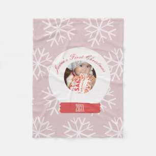 Cobertor De Velo Flocos de neve rosados do lóbulo de Natal do bebê