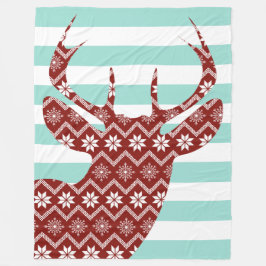 Cobertor De Velo Flocos de neve vermelhos Veados Azuis Stricas em A