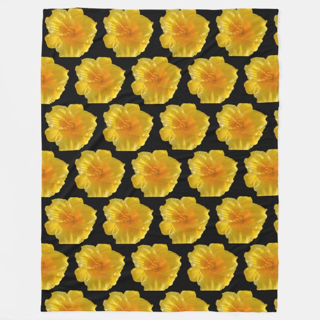 Cobertor De Velo Flor Amarelo Fleece Aberto (Frente)