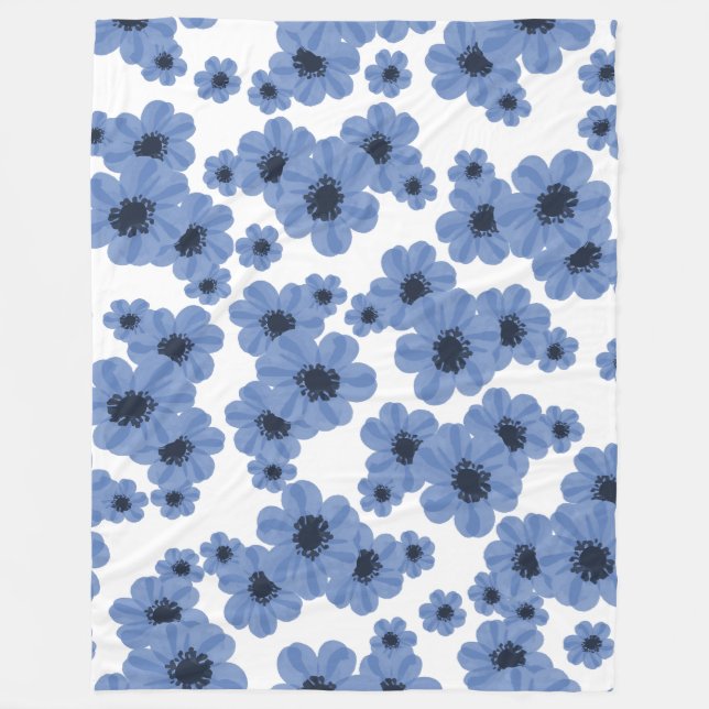 Cobertor De Velo Flor azul 60x80 Folha em branco (Frente)