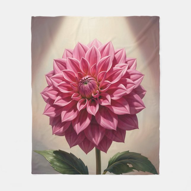 Cobertor De Velo Flor Botânica de Dália Rosa (Frente)