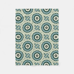 Cobertor De Velo Flor Branca e Mandala Azul Cerúleo