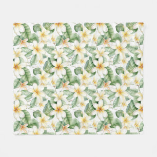 Cobertor De Velo Flor Branca Tropical Flor de Frangipani Padrão