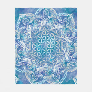 Cobertor De Velo Flor da Vida em Lotus - Azul-Cria