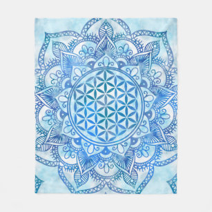 Cobertor De Velo Flor da Vida em Lotus - Gentle Sky Blue