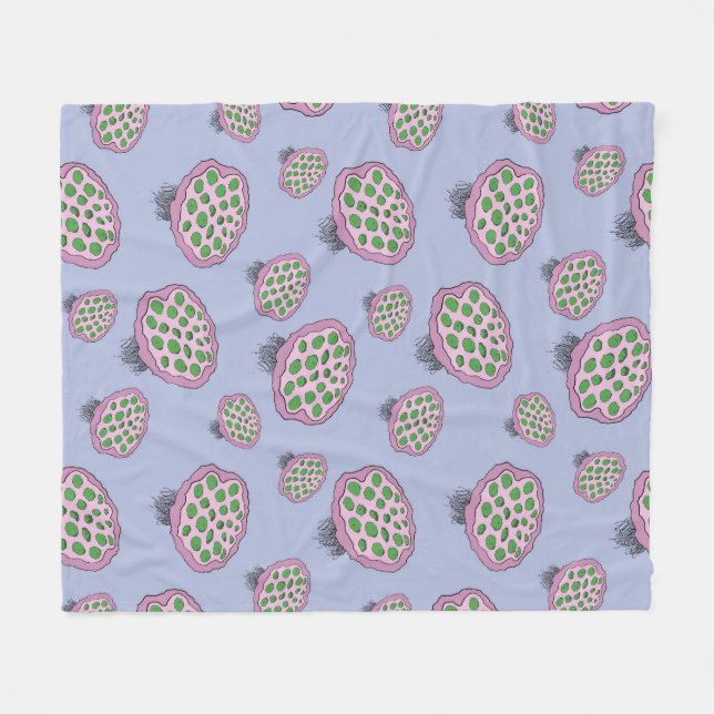 Cobertor De Velo Flor de Água-Viva Alienigena Rosa e Verde (Frente (Horizontal))