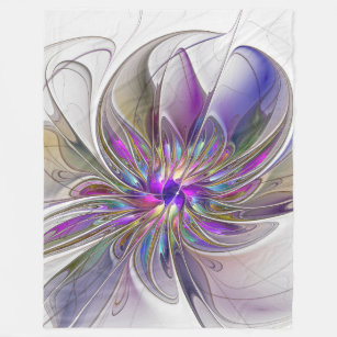 Cobertor De Velo Flor de Arte Abstrato, Enérgica e Colorida
