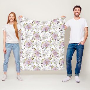 Cobertor De Velo Flor de Campo Aguarela Rosa Branco Roxo
