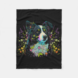 Cobertor De Velo Flor de Flor de Verão, Floral Border Collie