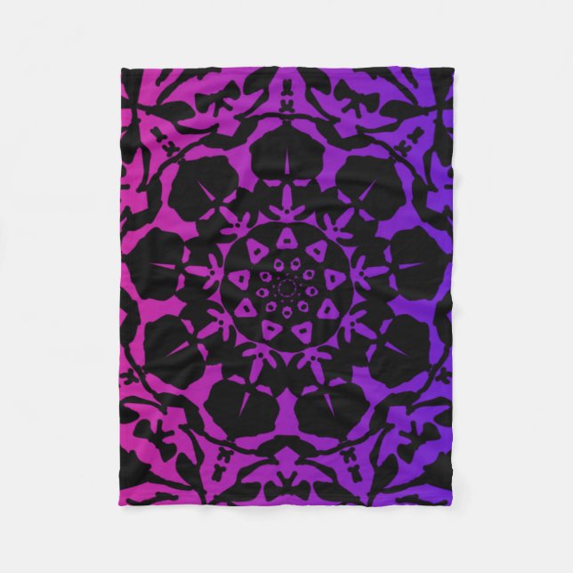 Cobertor De Velo flor de mandala rosa e roxa (Frente)