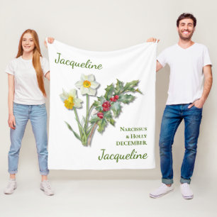 Cobertor De Velo Flor de Nascimento Personalizada DEZEMBRO Narciso