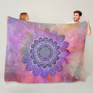 Cobertor De Velo Flor De Vida - Estilo De Vintage Espaço De Galáxia