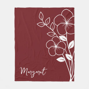 Cobertor De Velo Flor do Mês de Nascimento, Nome do Script Maroon d