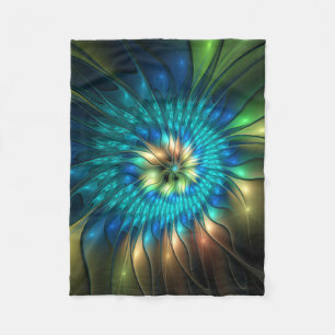 Cobertor De Velo Flor Fantasia Luminosa, Fractal Abstrato Colorido