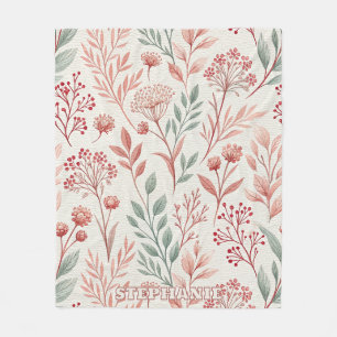 Cobertor De Velo Flor, Floral e Folha de Cereja Rosa