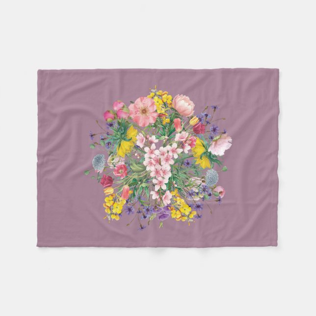 Cobertor De Velo Flor Floral Suave Cozy Fleece Blanket (Frente (Horizontal))