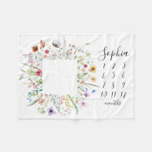 Flor Floral Wreath Baby Milestone Blanket