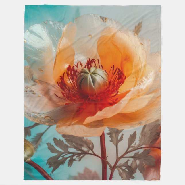 Cobertor De Velo Flor Laranja Delicada (Frente)