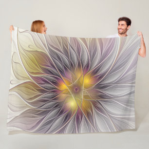 Cobertor De Velo Flor Luminosa Colorida, Fractal Moderna Abstrata