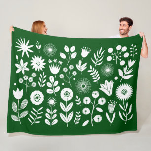 Cobertor De Velo Flor Selvagem Verde-Branco