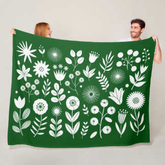 Cobertor De Velo Flor Selvagem Verde-Branco