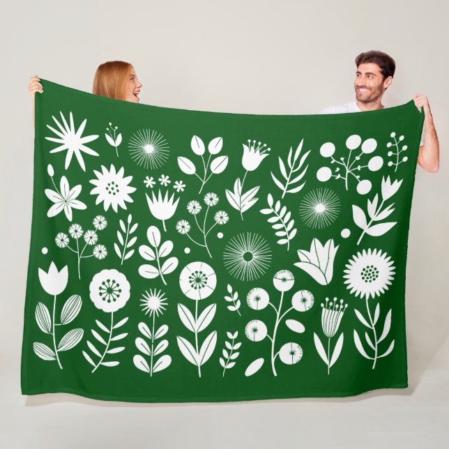 Cobertor De Velo Flor Selvagem Verde-Branco (In Situ)